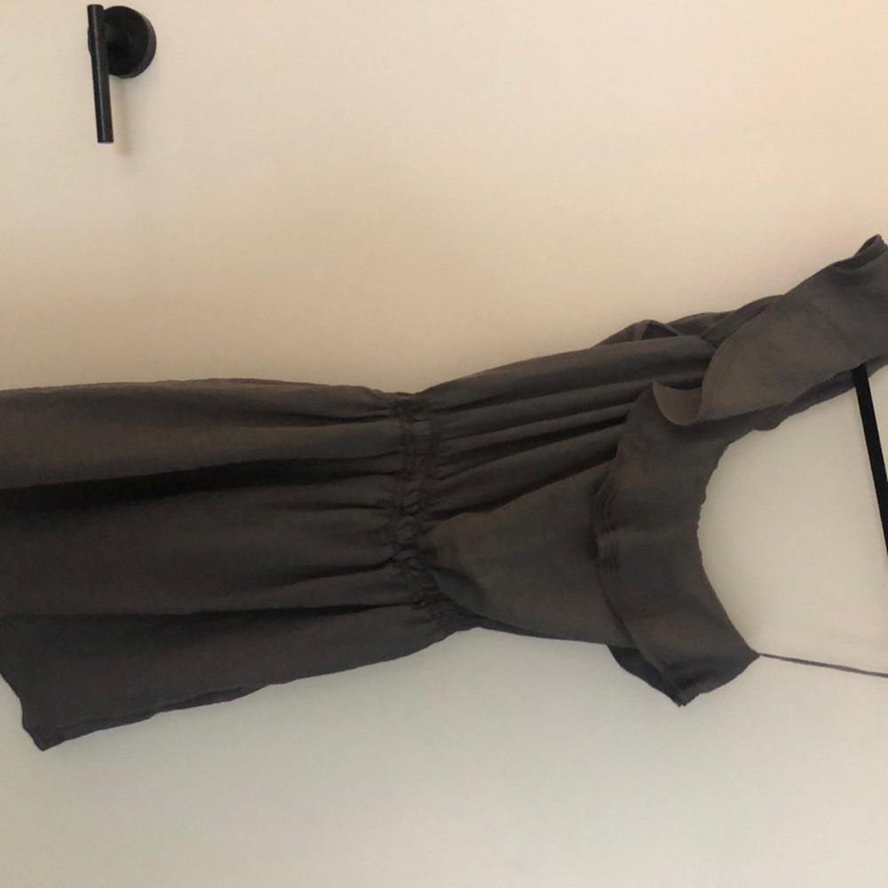 One shoulder, Gray, above the knee dress.